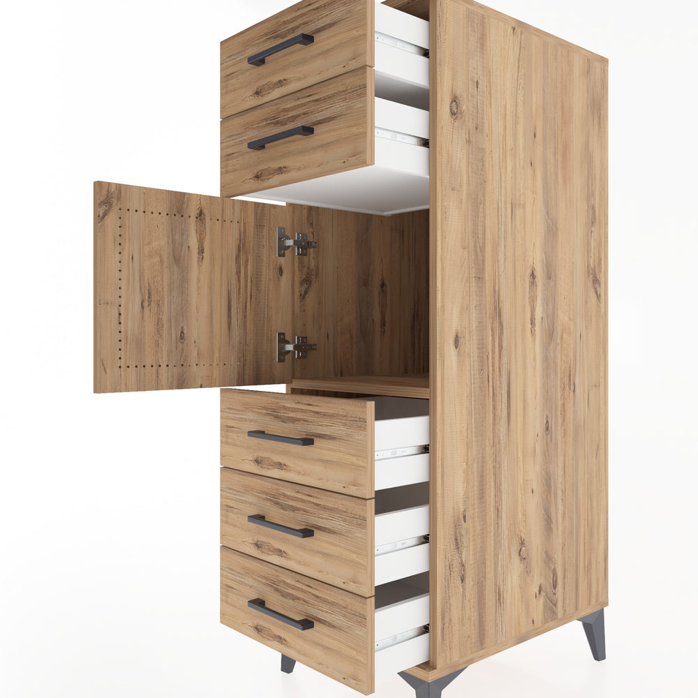 Woodntry Modular Cabinet Pine 44x59x122 cm with Doors and Drawers KC64-3