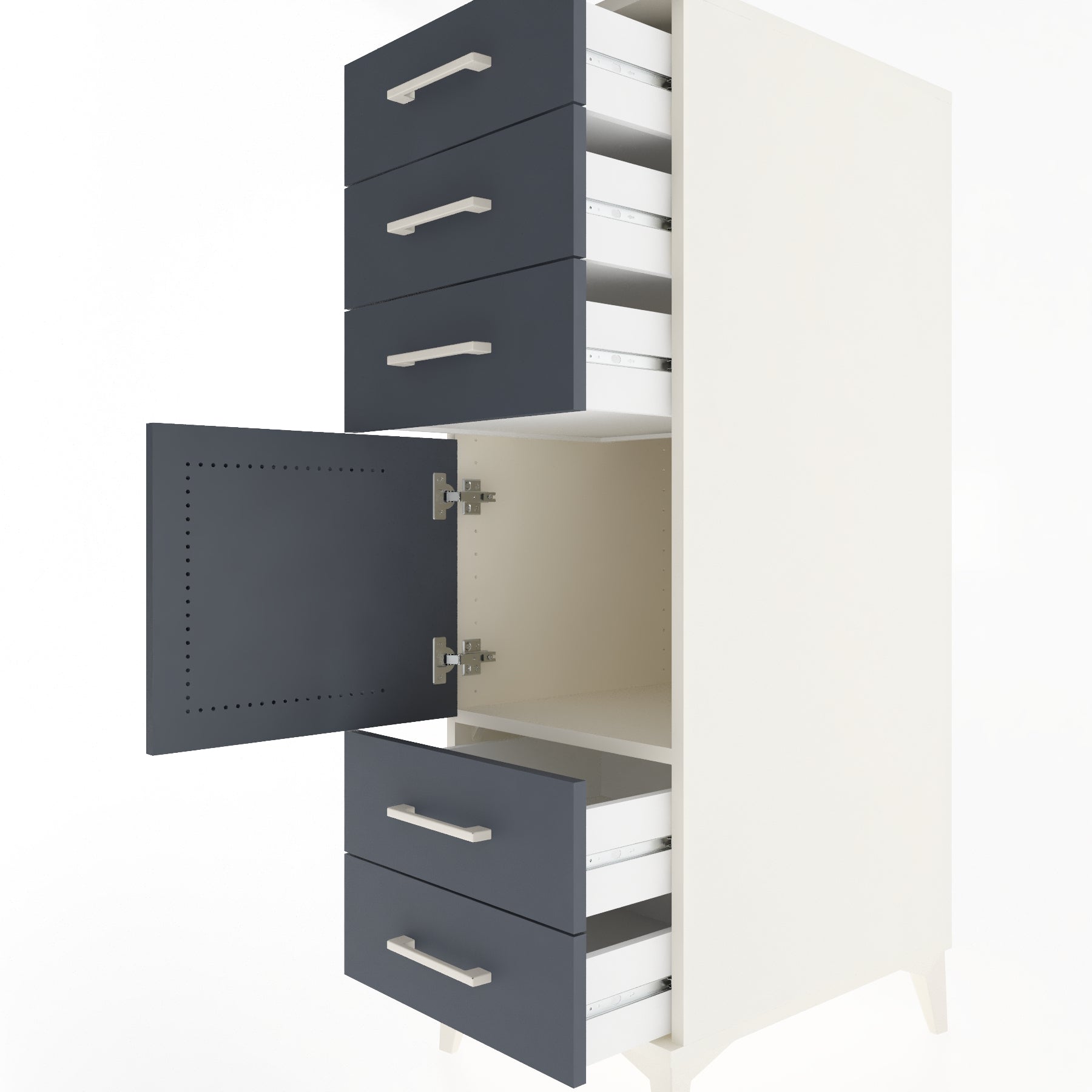 Woodntry Modular Cabinet Moonstone 44x59x122 cm with Doors and Drawers KC65-1
