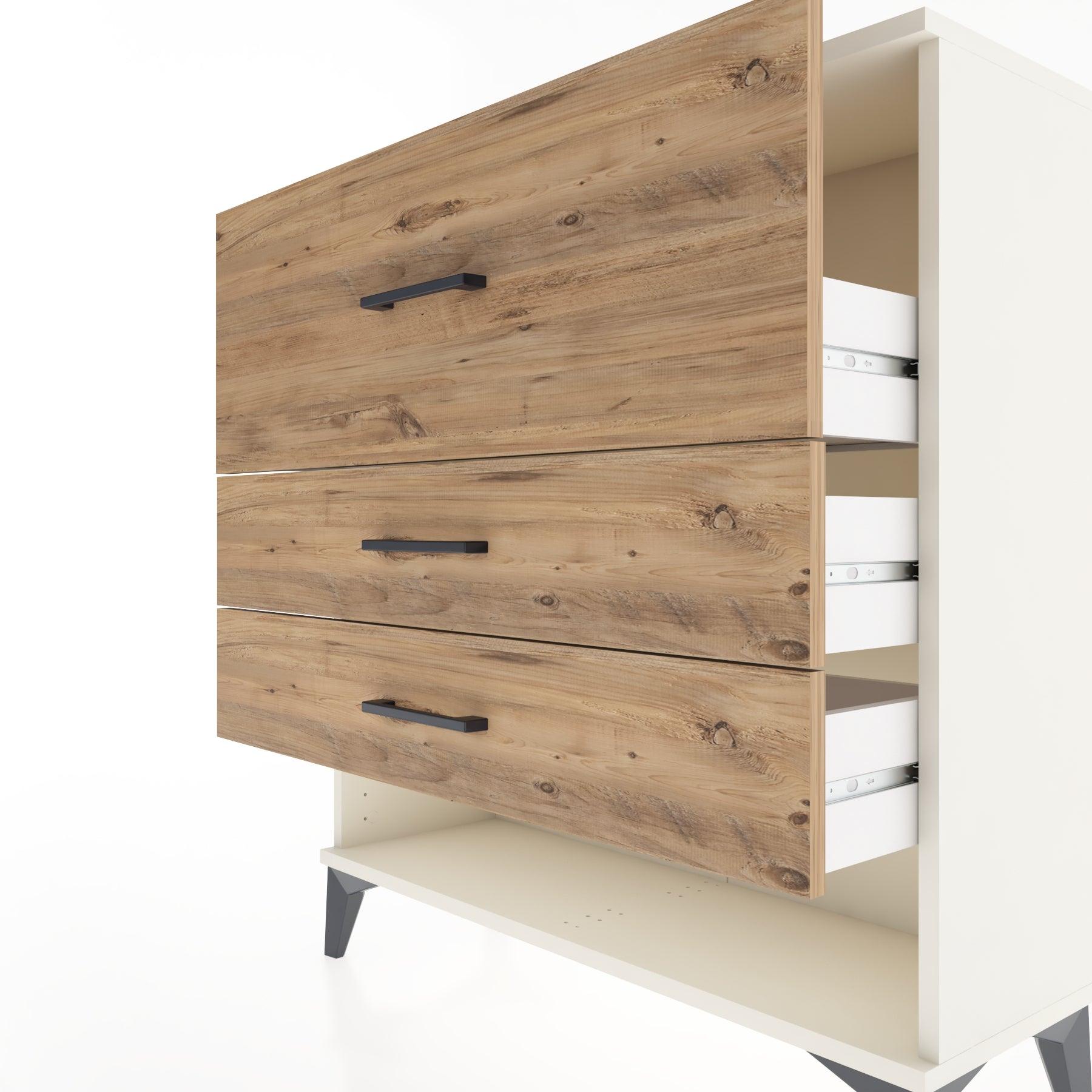 Woodntry Modular Dresser Moonstone 88x30x84 cm with Drawers and Shelves CR15-1