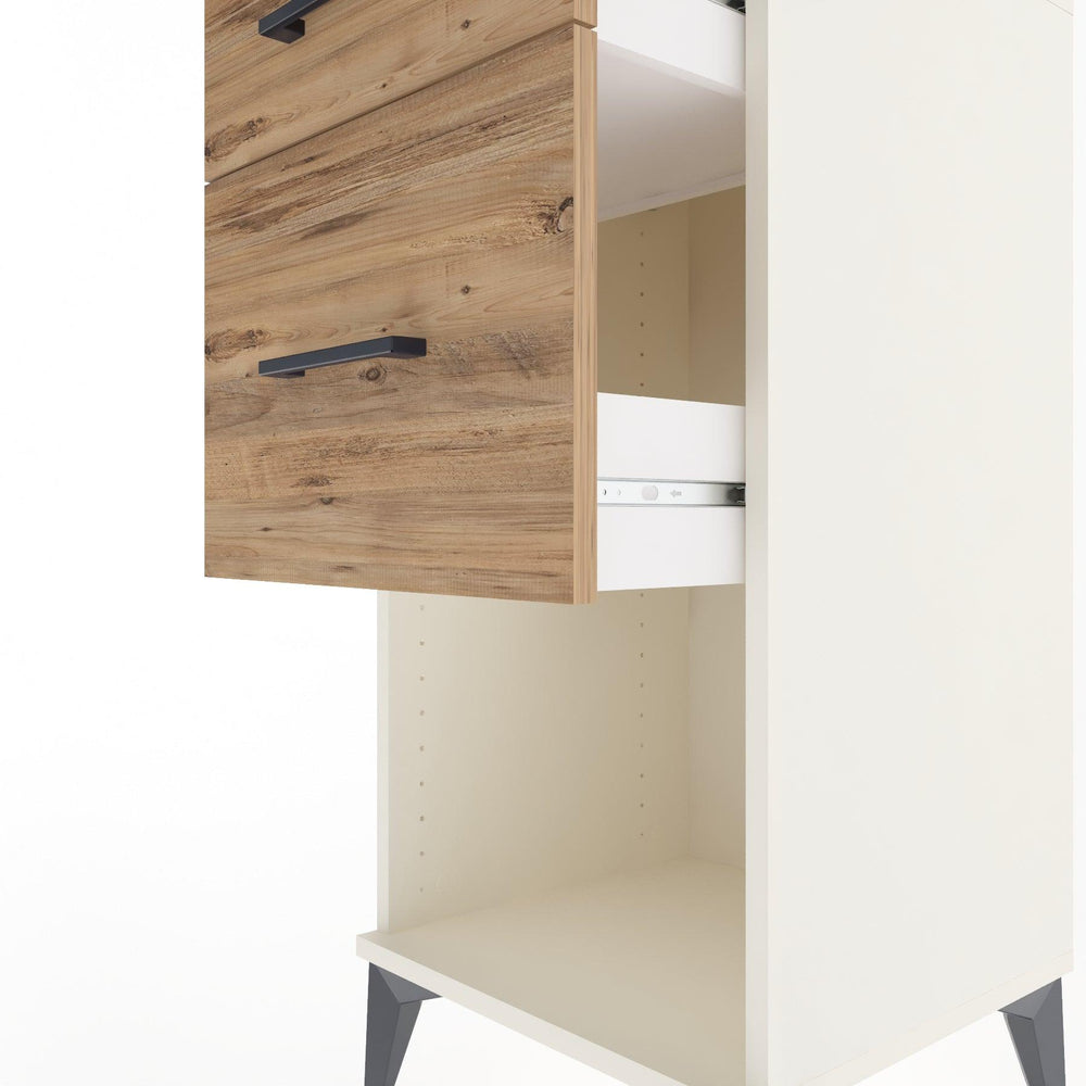 Woodntry Modular Nightstand Moonstone 44x44x84 cm with Drawer and Shelf CR15-1