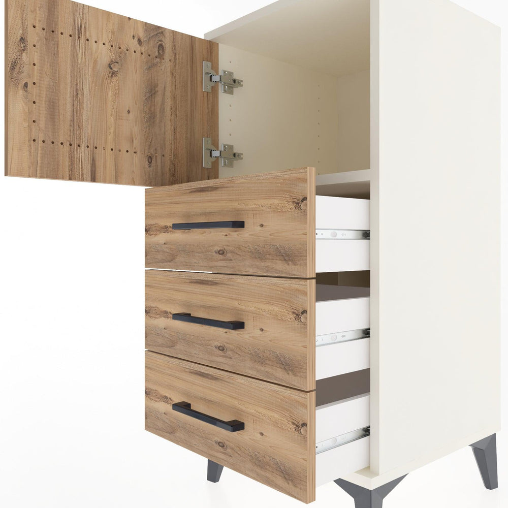 Woodntry Modular Nightstand Moonstone 44x44x84 cm with Cover and Drawer KC37-1