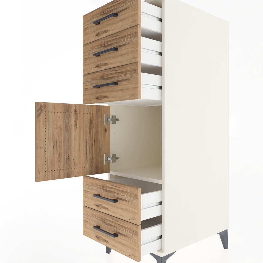 Woodntry Modular Cabinet Moonstone 44x59x122 cm with Doors and Drawers KC65-1