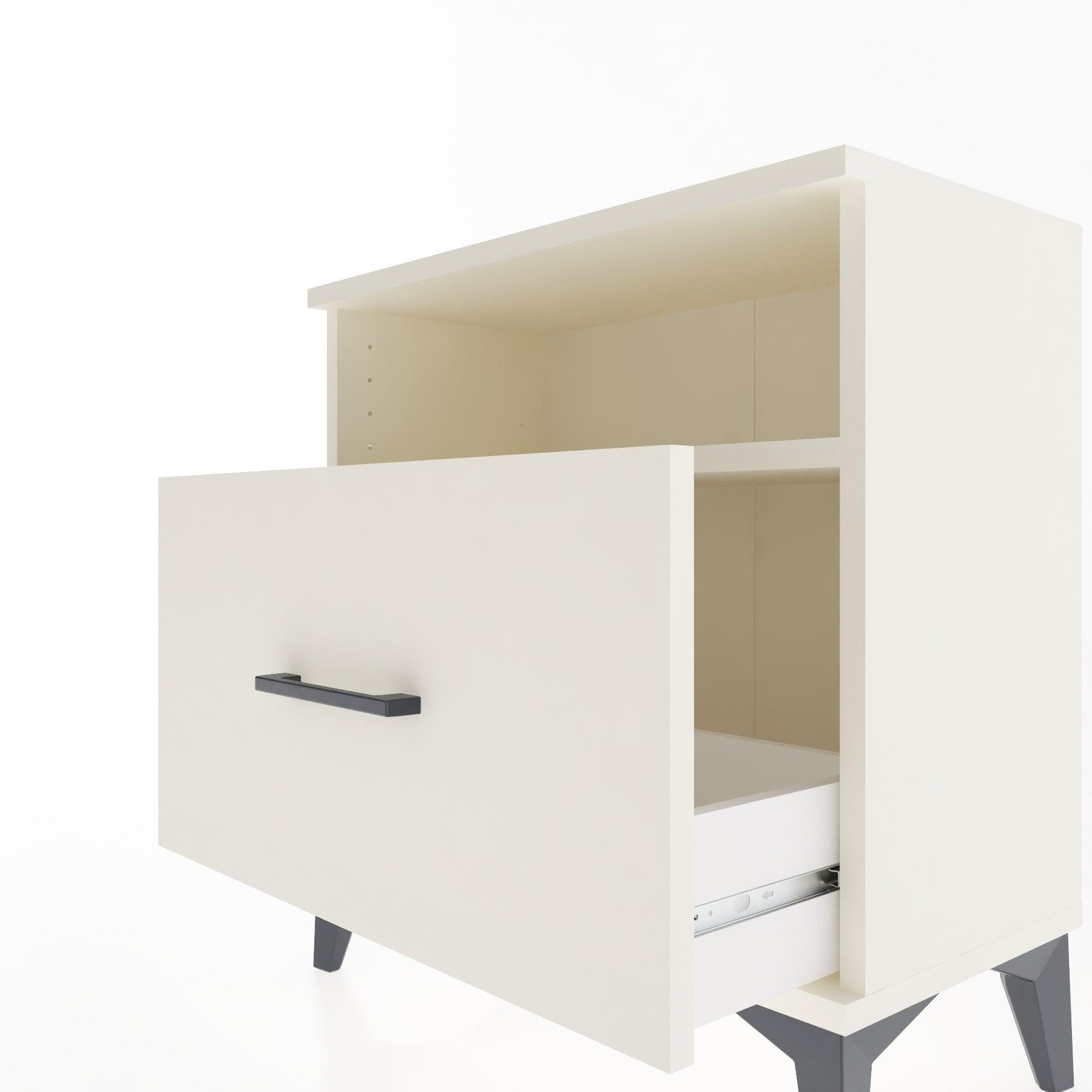 Woodntry Modular Nightstand Moonstone 60x30x52 cm with Drawer and Shelf CR15-1