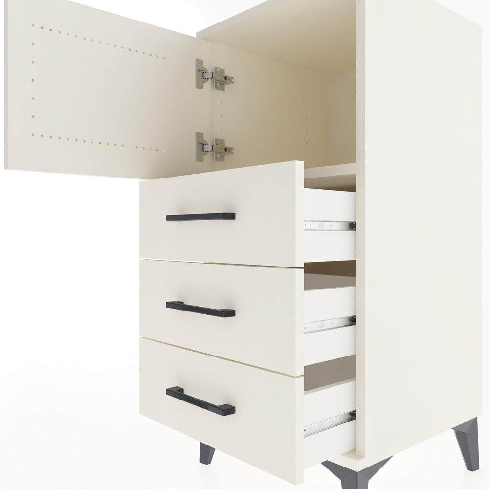 Woodntry Modular Nightstand Moonstone 44x44x84 cm with Cover and Drawer KC37-1