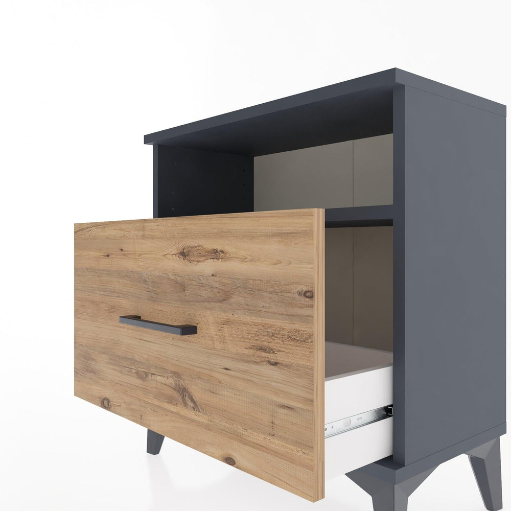 Woodntry Modüler Komodin Antrasit 60x30x52 cm Çekmeceli ve Raflı CR15-2