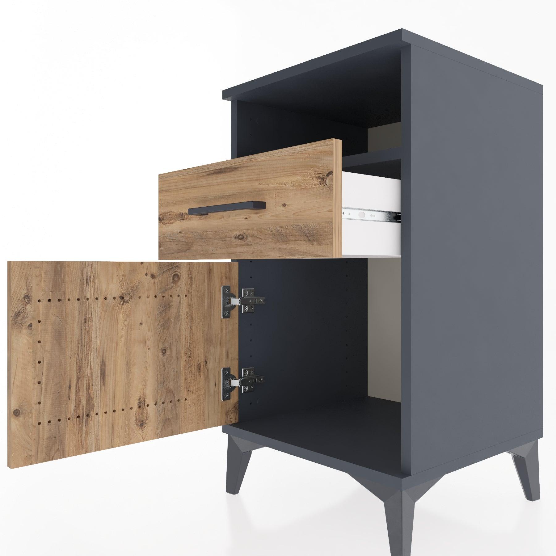 Woodntry Modular Nightstand Anthracite 44x44x68 cm Functional F15-2