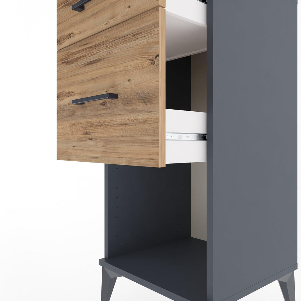 Woodntry Modular Nightstand Anthracite 44x44x84 cm with Drawers and Shelves CR15-2