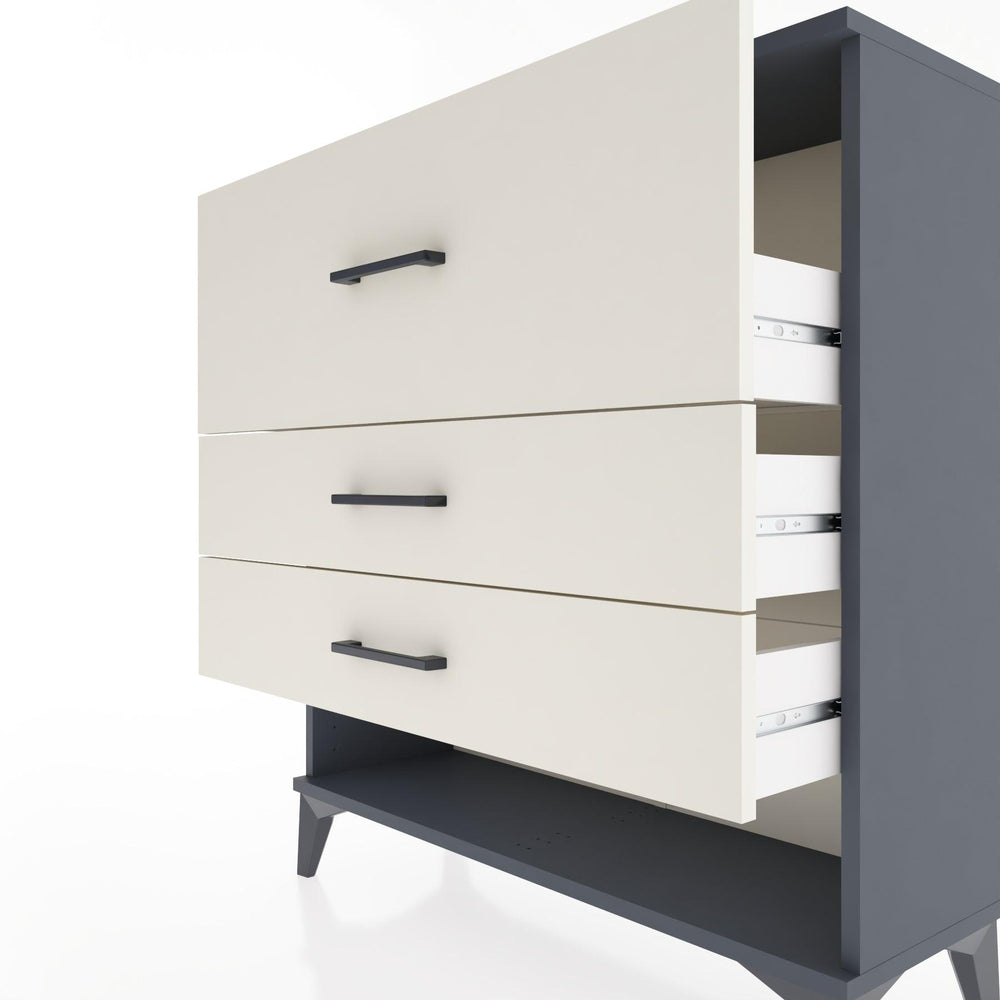 Woodntry Modüler Şifonyer Antrasit 88x30x84 cm Çekmeceli ve Raflı CR15-2