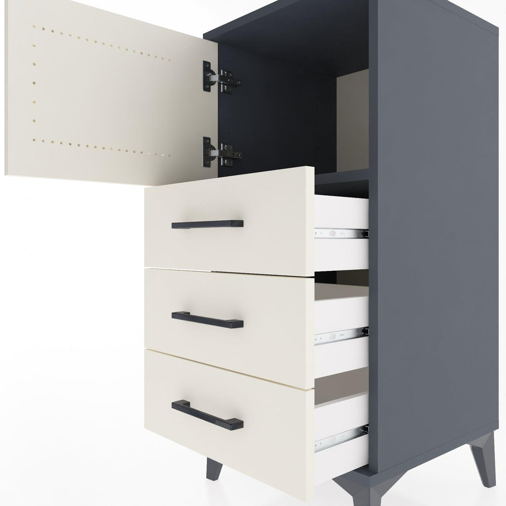 Woodntry Modular Nightstand Anthracite 44x44x84 cm with Cover and Drawer KC37-2