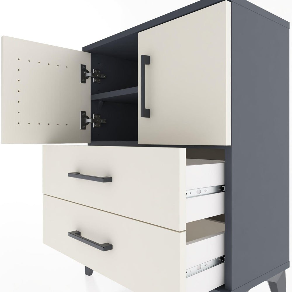 Woodntry Modular Nightstand Anthracite 60x30x68 cm with Cover and Drawer KC15-2