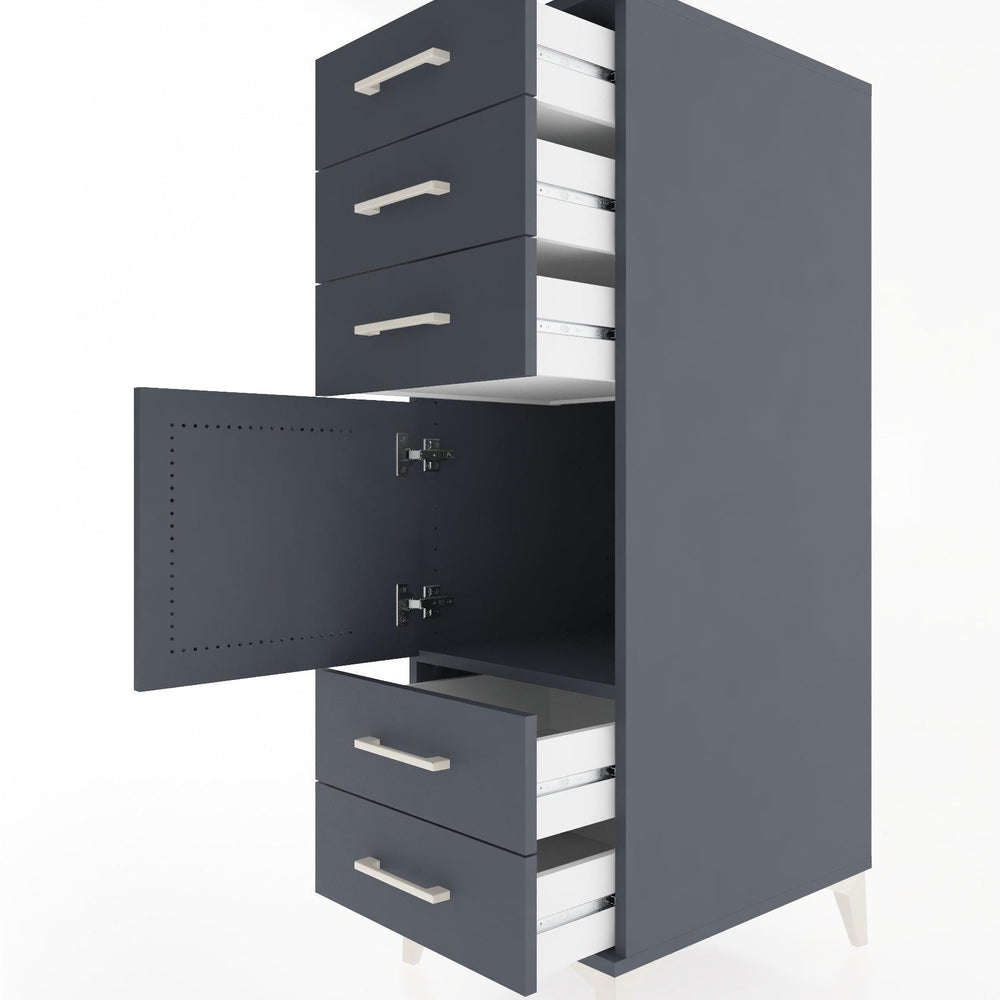 Woodntry Modüler Dolap Antrasit 44x30x122 cm Kapaklı ve Çekmeceli KC65-2