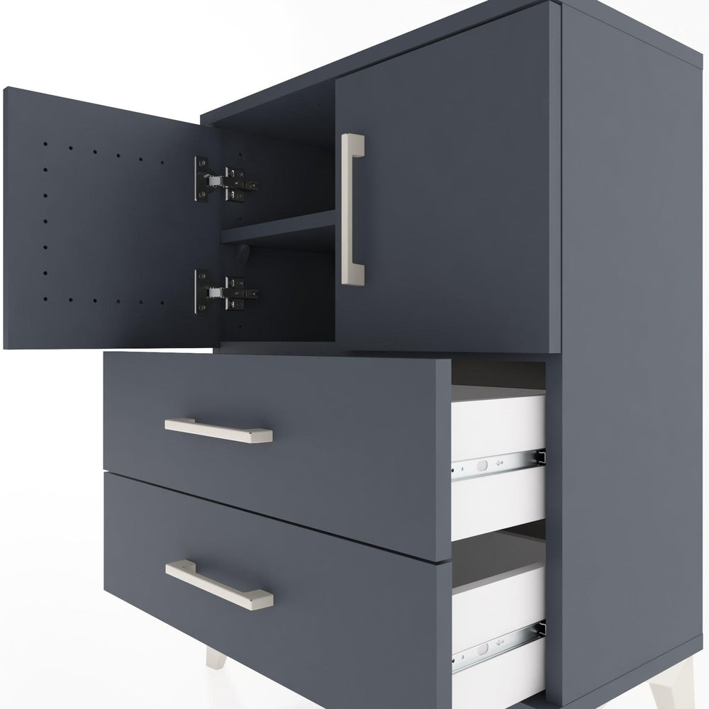 Woodntry Modular Nightstand Anthracite 60x30x68 cm with Cover and Drawer KC15-2