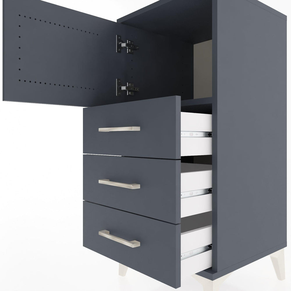 Woodntry Modular Nightstand Anthracite 44x44x84 cm with Cover and Drawer KC37-2