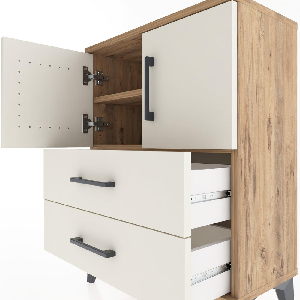 Woodntry Modular Nightstand Pine 60x30x68 cm with Cover and Drawer KC15-3