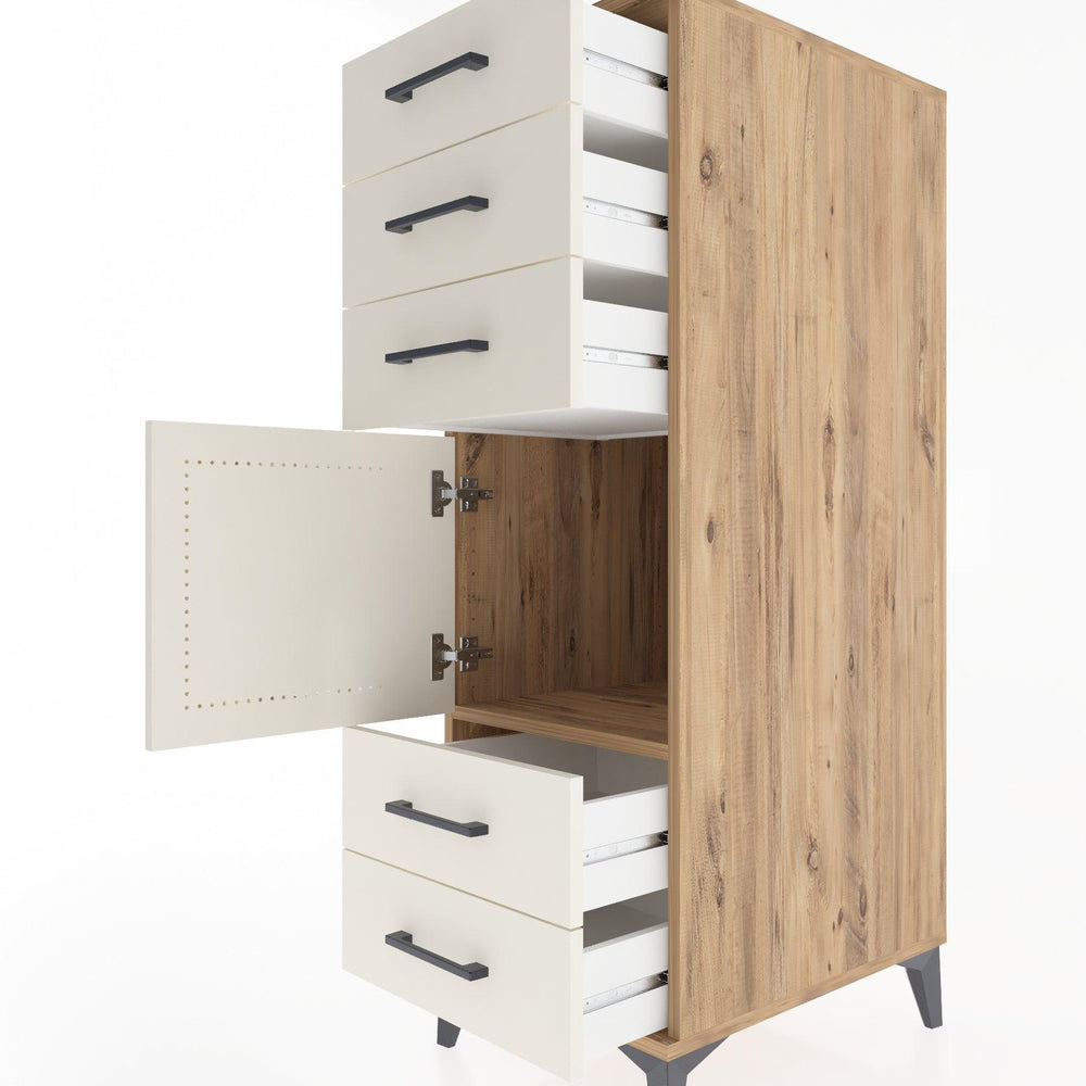 Woodntry Modular Cabinet Pine 44x30x122 cm with Doors and Drawers KC65-3