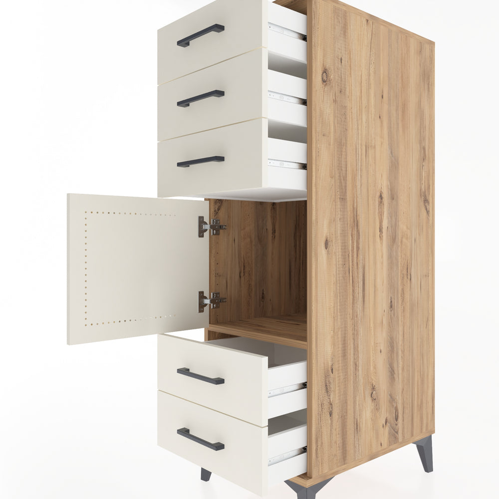 Woodntry Modular Cabinet Pine 44x59x122 cm with Doors and Drawers KC65-3
