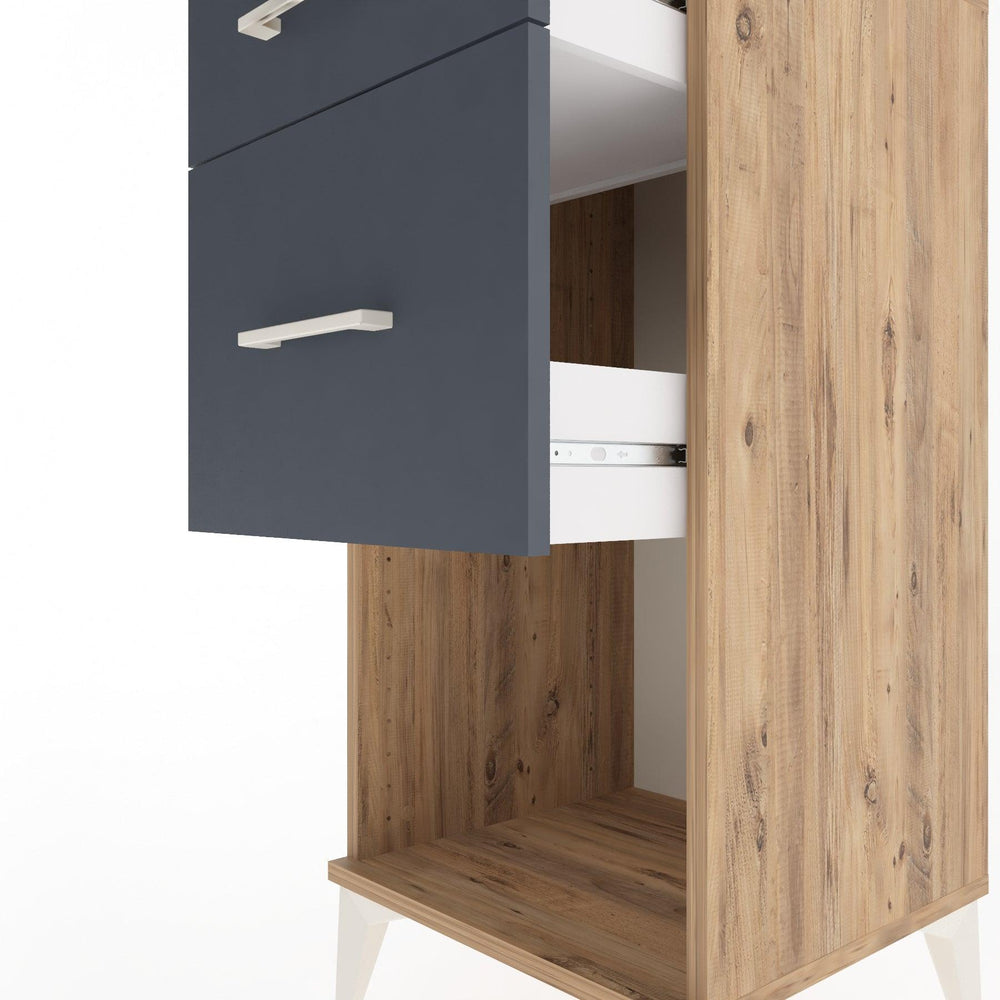 Woodntry Modular Nightstand Pine 44x44x84 cm with Drawers and Shelves CR15-3