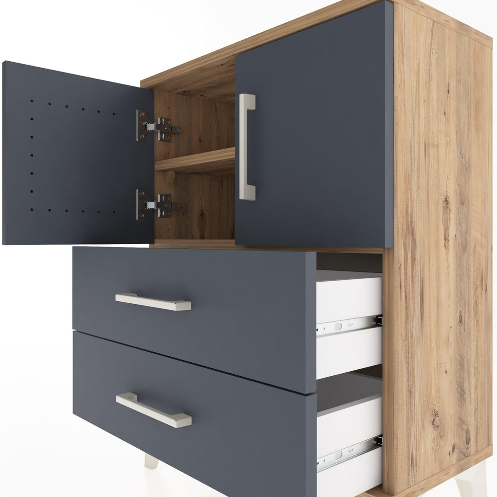 Woodntry Modular Nightstand Pine 60x30x68 cm with Cover and Drawer KC15-3