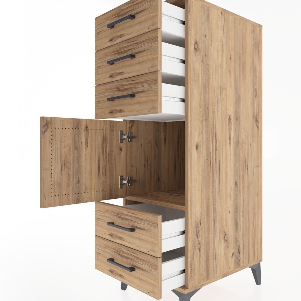 Woodntry Modular Cabinet Pine 44x59x122 cm with Doors and Drawers KC65-3