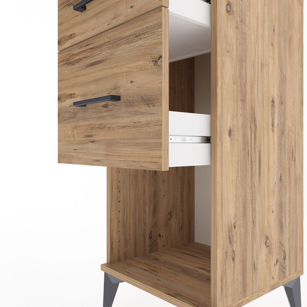Woodntry Modular Nightstand Pine 44x44x84 cm with Drawers and Shelves CR15-3