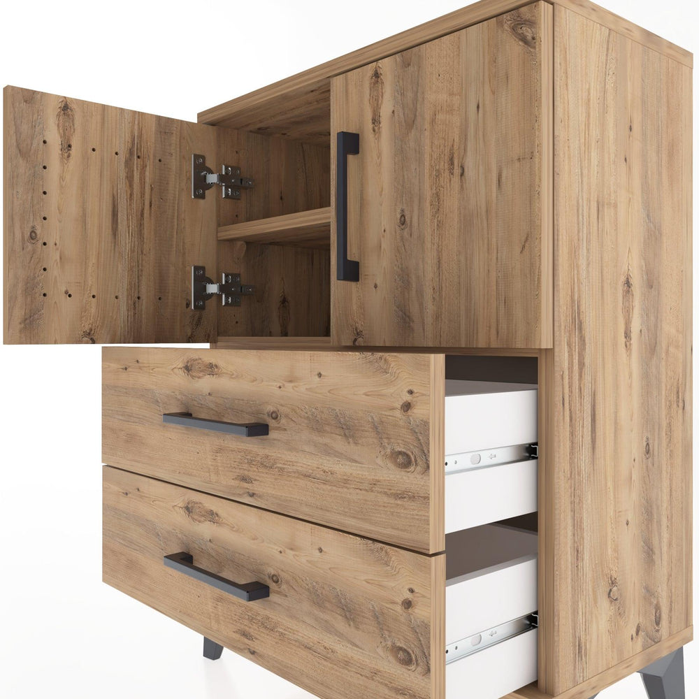 Woodntry Modular Nightstand Pine 60x30x68 cm with Cover and Drawer KC15-3