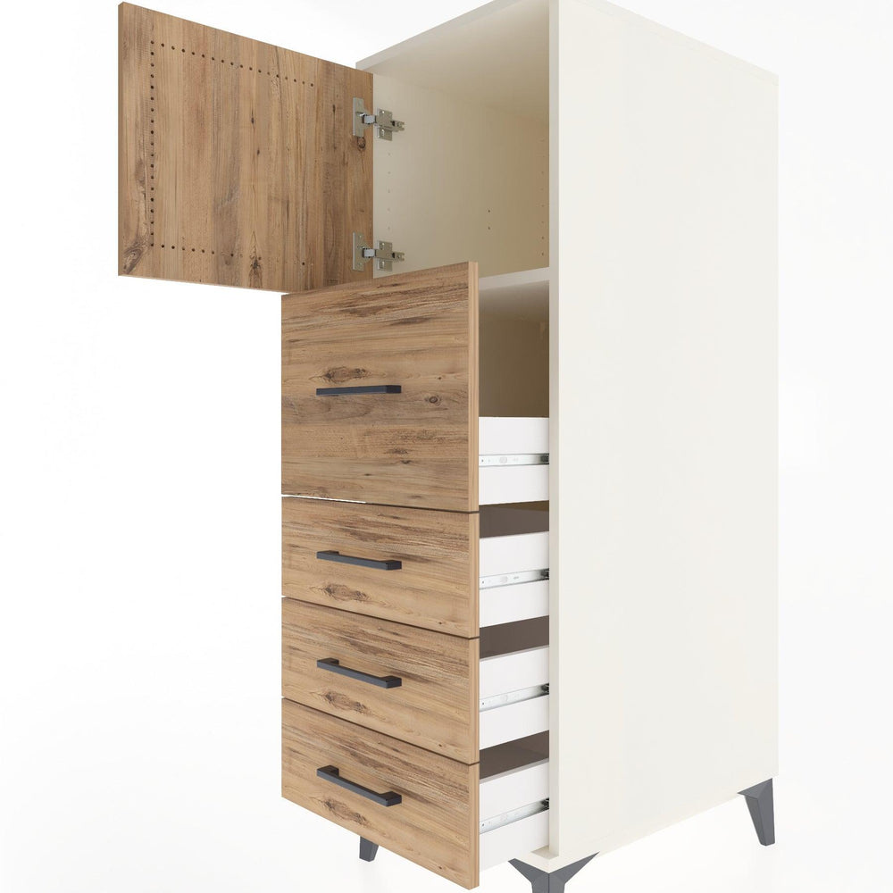 Woodntry Modüler Dolap Aytaşı 44x59x122 cm Kapaklı ve Çekmeceli KC16-1