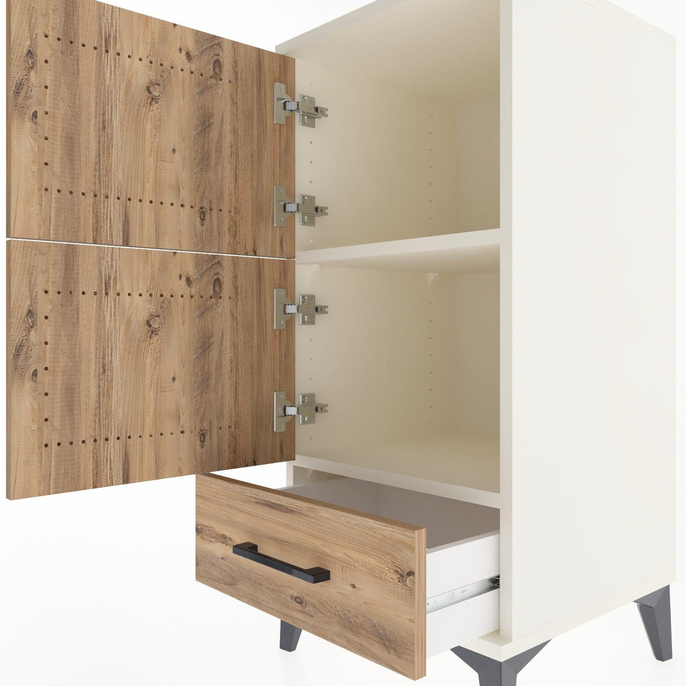 Woodntry Modular Nightstand Moonstone 44x44x84 cm with Cover and Drawer KC38-1