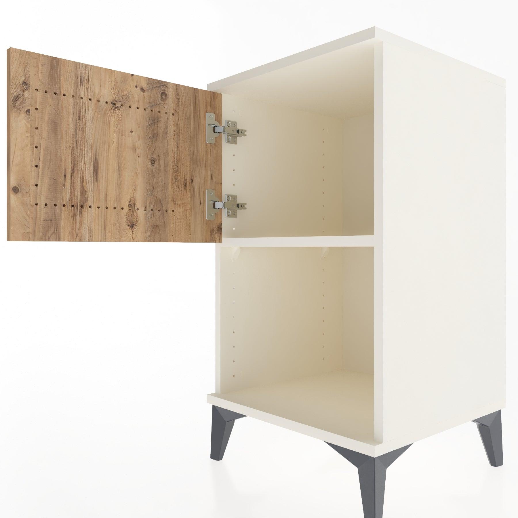 Woodntry Modular Nightstand Moonstone 44x44x68 cm with Cover and Shelf KR16-1