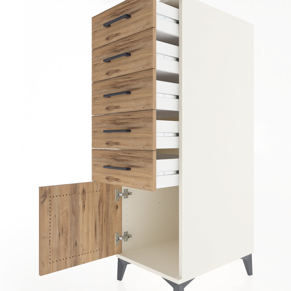 Woodntry Modular Cabinet Moonstone 44x59x122 cm with Doors and Drawers KC66-1