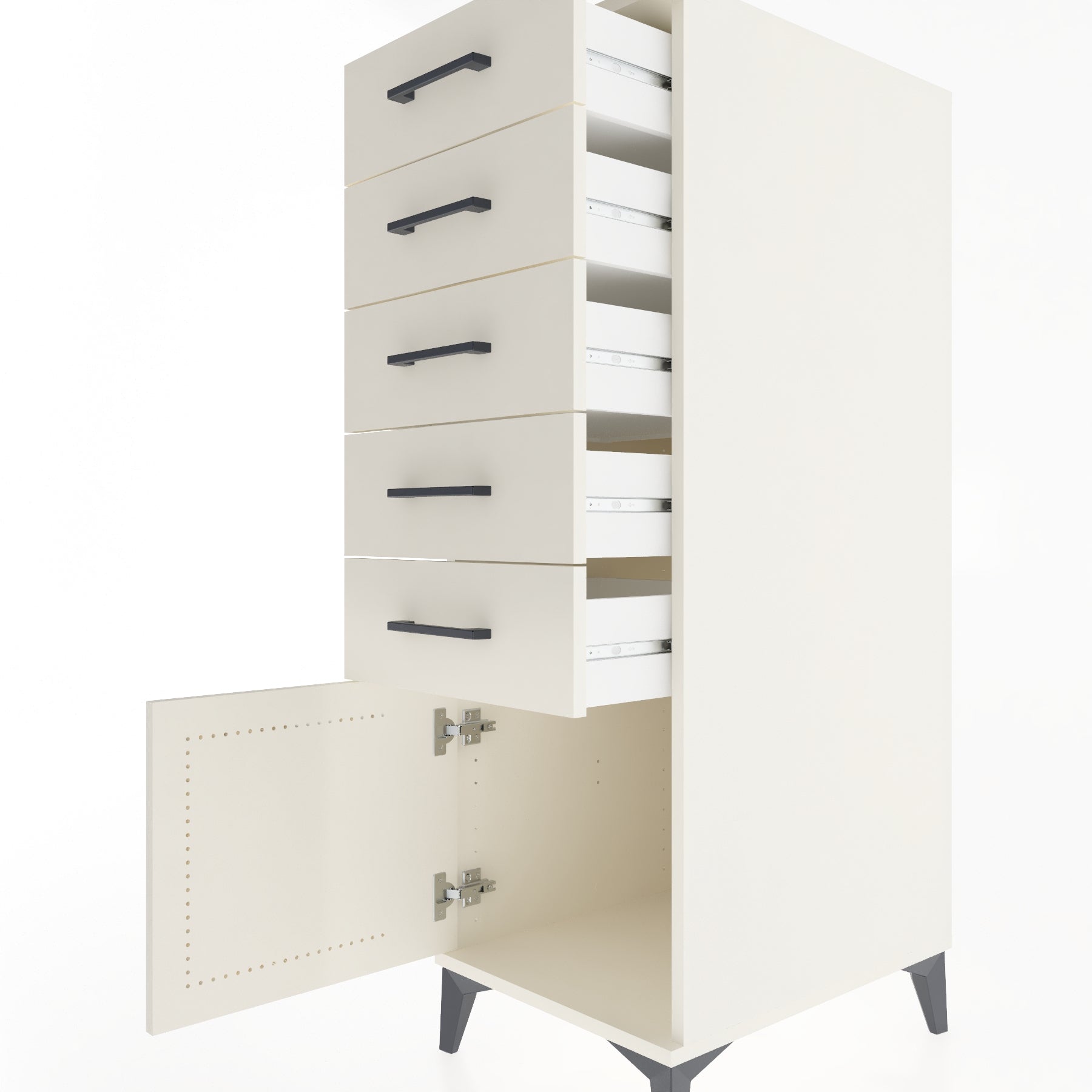 Woodntry Modular Cabinet Moonstone 44x59x122 cm with Doors and Drawers KC66-1