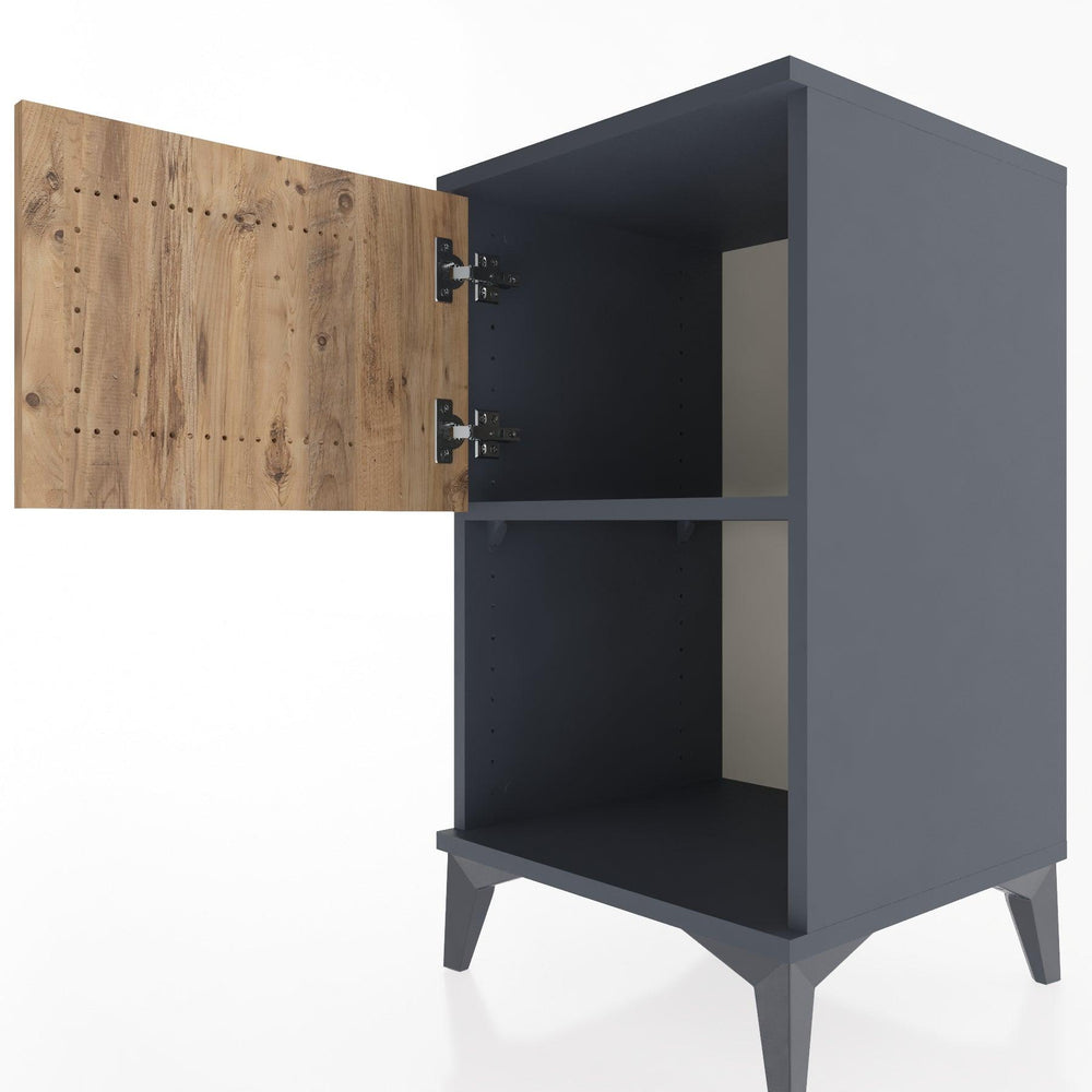 Woodntry Modular Nightstand Anthracite 44x44x68 cm with Cover and Shelf KR16-2