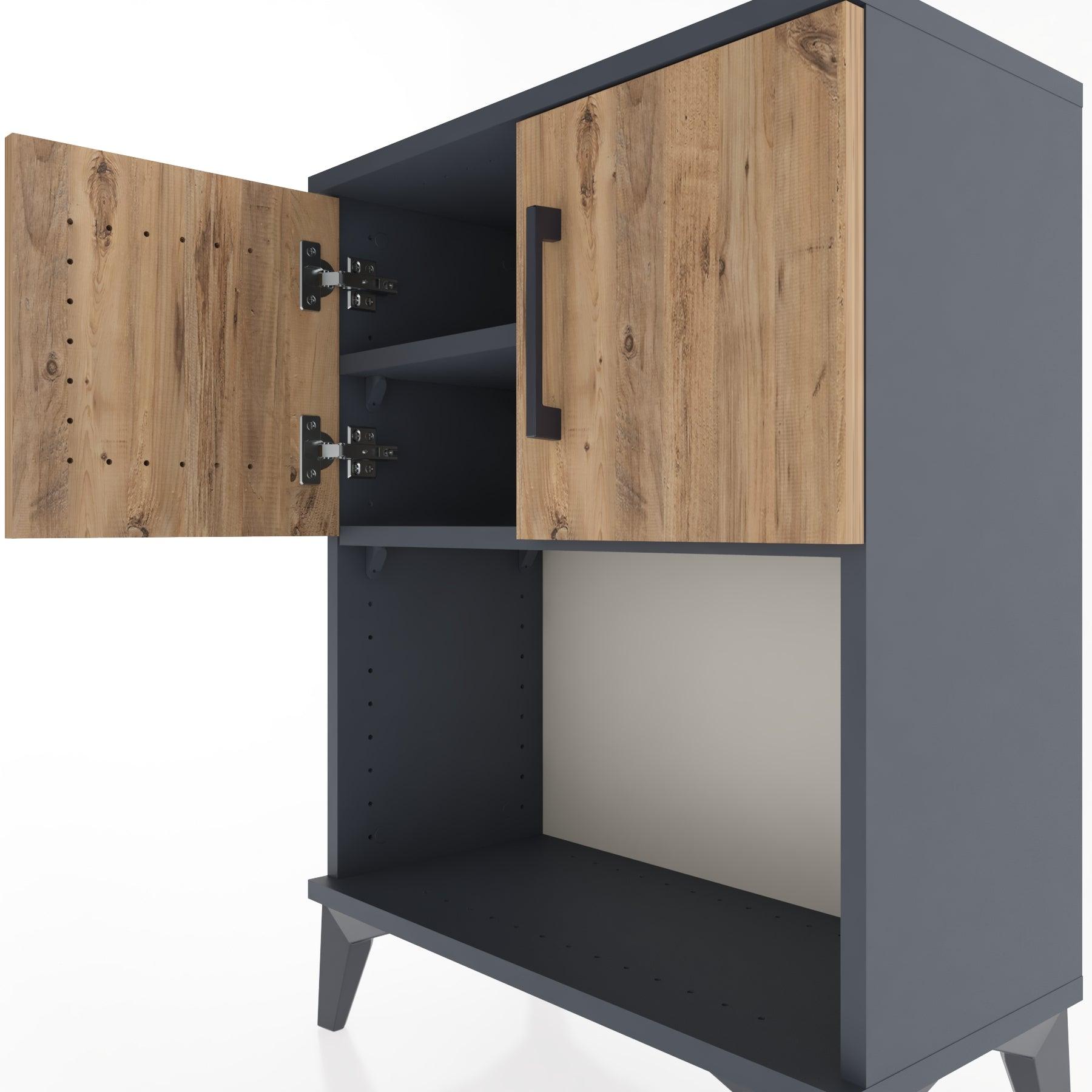 Woodntry Modular Nightstand Anthracite 60x30x68 cm with Cover and Shelf KR16-2