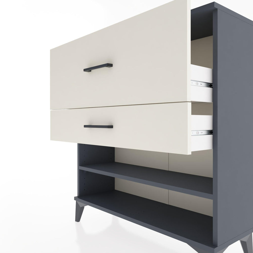 Woodntry Modüler Şifonyer Antrasit 88x30x84 cm Çekmeceli ve Raflı CR16-2