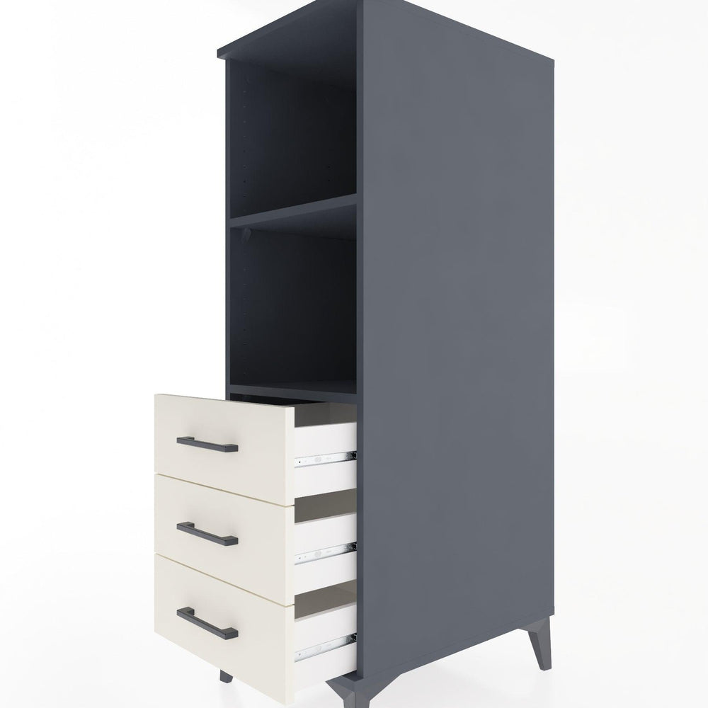 Woodntry Modüler Dolap Antrasit 44x59x122 cm Çekmeceli ve Raflı CR116-2