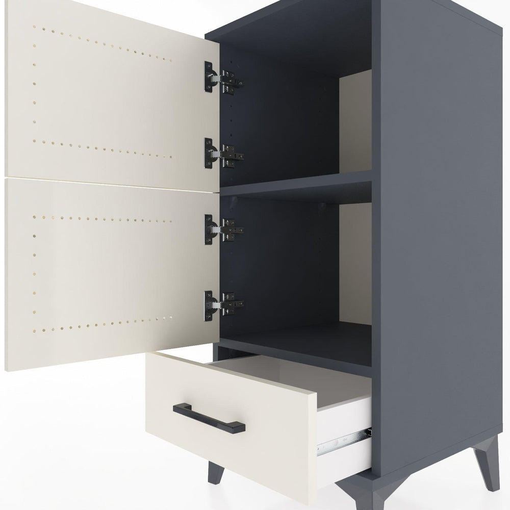 Woodntry Modular Nightstand Anthracite 44x44x84 cm with Cover and Drawer KC38-2