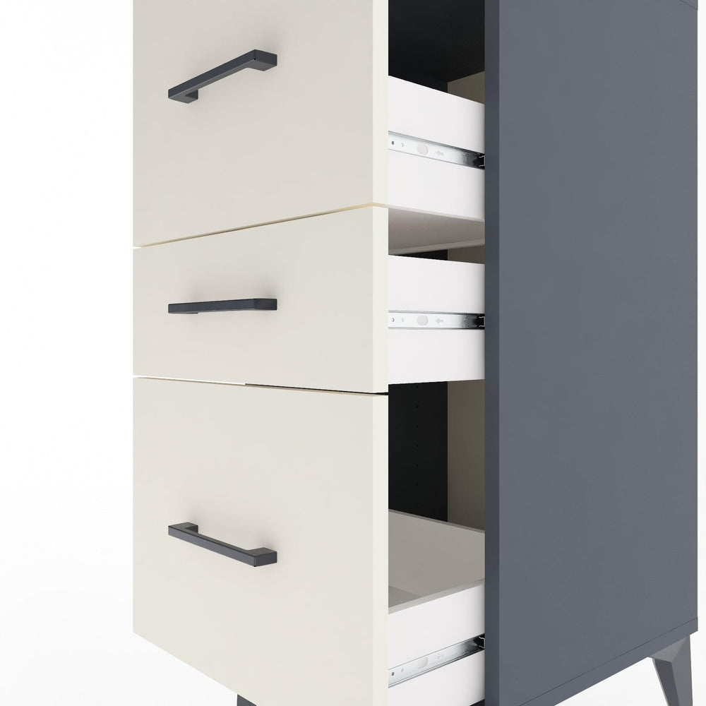 Woodntry Modüler Komodin Antrasit 44x44x84 cm Çekmeceli C16-2