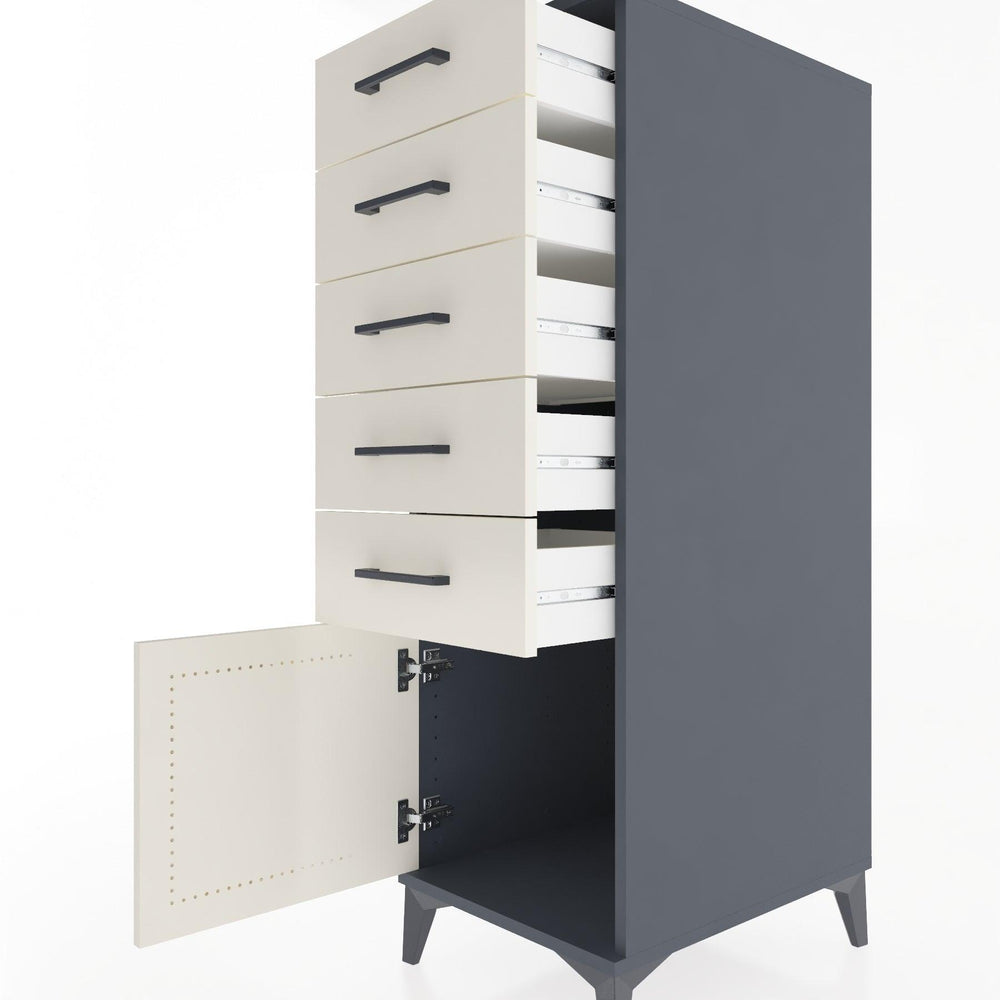 Woodntry Modular Cabinet Anthracite 44x30x122 cm with Doors and Drawers KC66-2