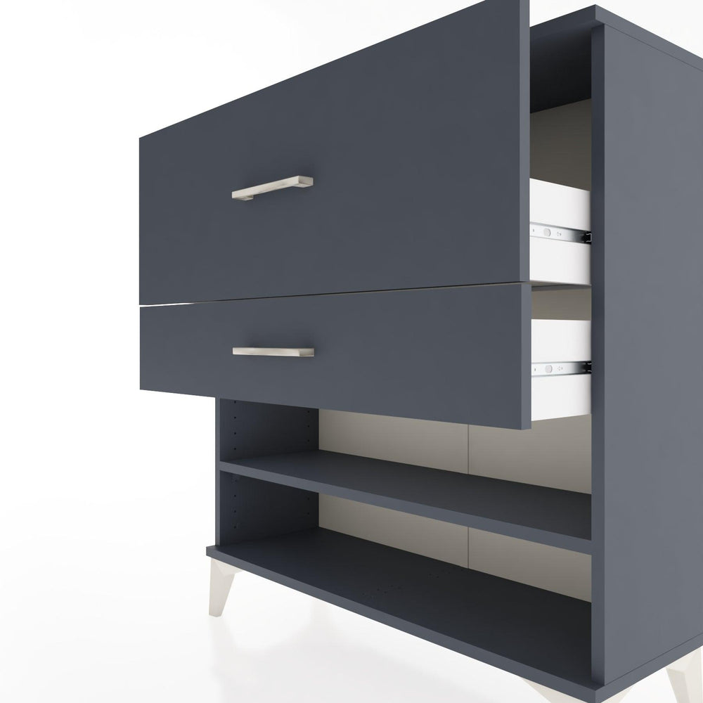 Woodntry Modüler Şifonyer Antrasit 88x30x84 cm Çekmeceli ve Raflı CR16-2