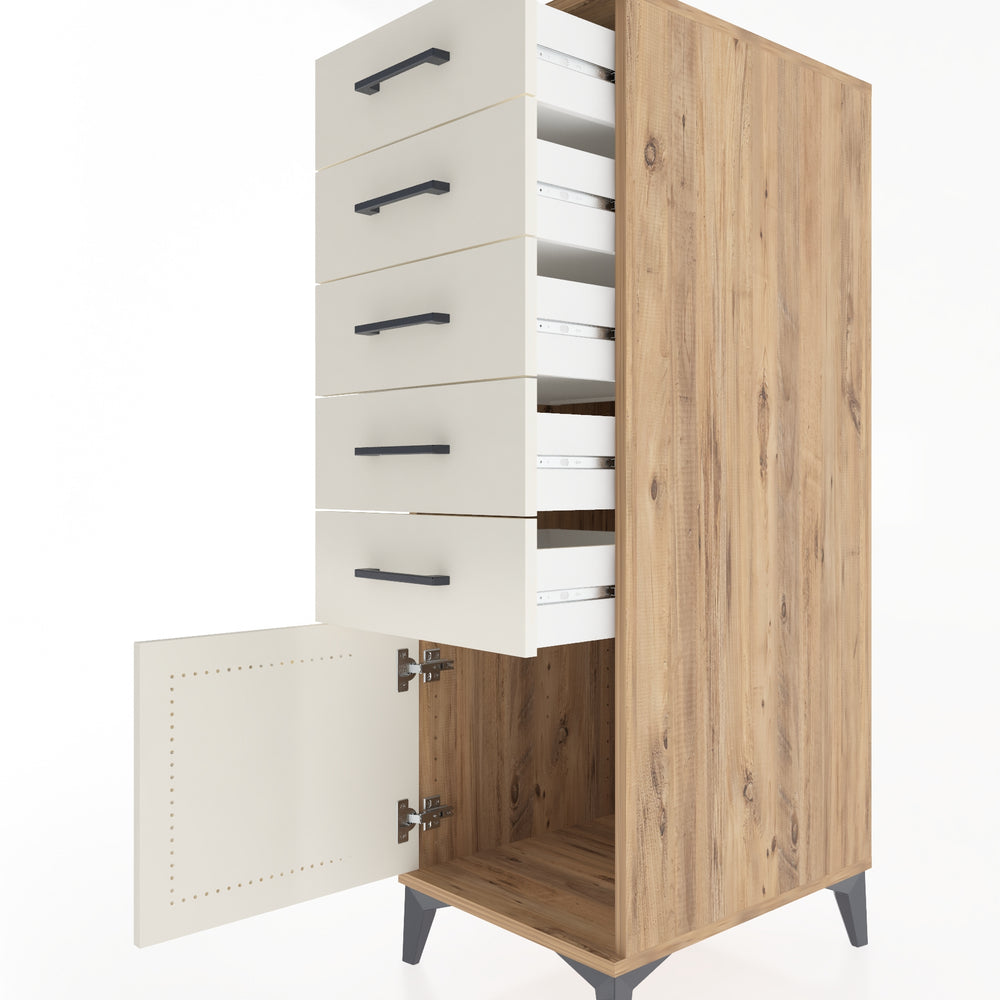 Woodntry Modular Cabinet Pine 44x59x122 cm with Doors and Drawers KC66-3