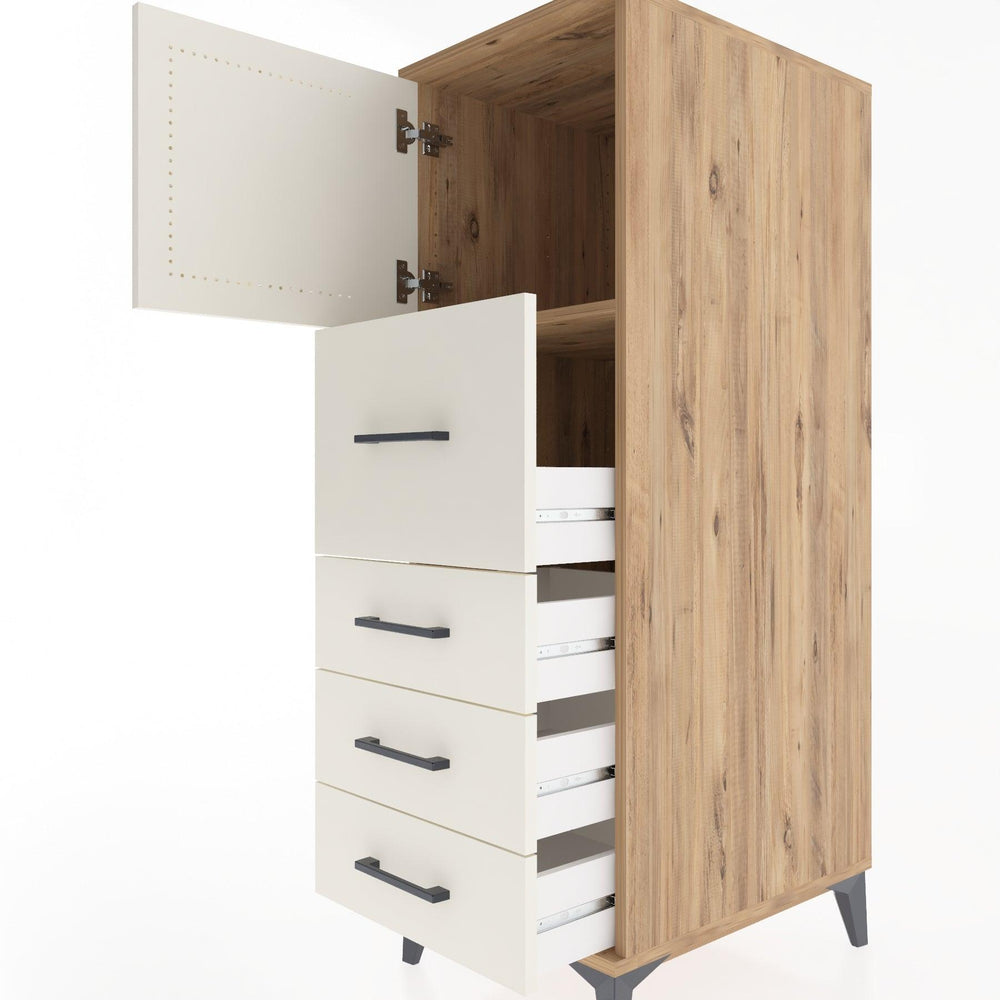 Woodntry Modular Cabinet Pine 44x30x122 cm with Doors and Drawers KC16-3