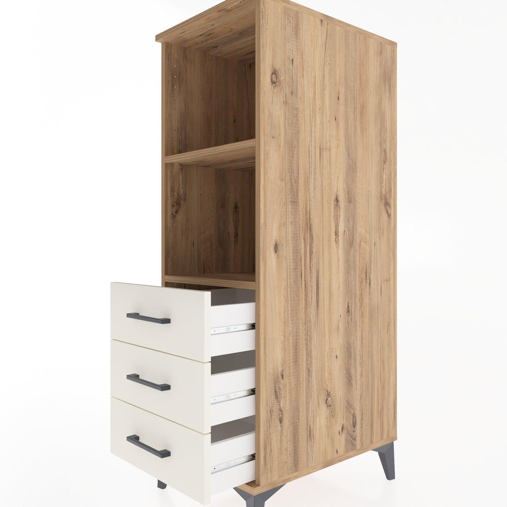 Woodntry Modüler Dolap Çam 44x30x122 cm Çekmeceli ve Raflı CR116-3