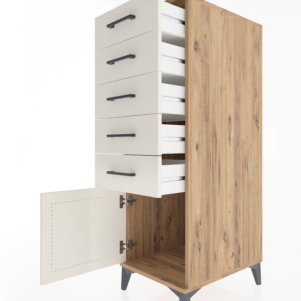Woodntry Modular Cabinet Pine 44x30x122 cm with Doors and Drawers KC66-3