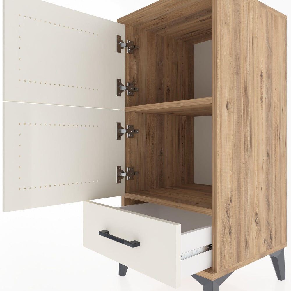 Woodntry Modular Nightstand Pine 44x44x84 cm with Cover and Drawer KC38-3