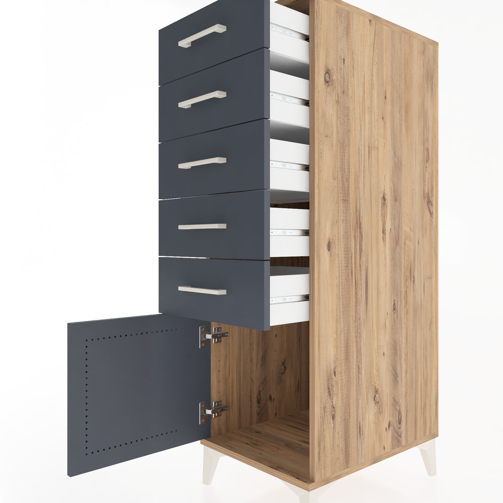 Woodntry Modular Cabinet Pine 44x59x122 cm with Doors and Drawers KC66-3