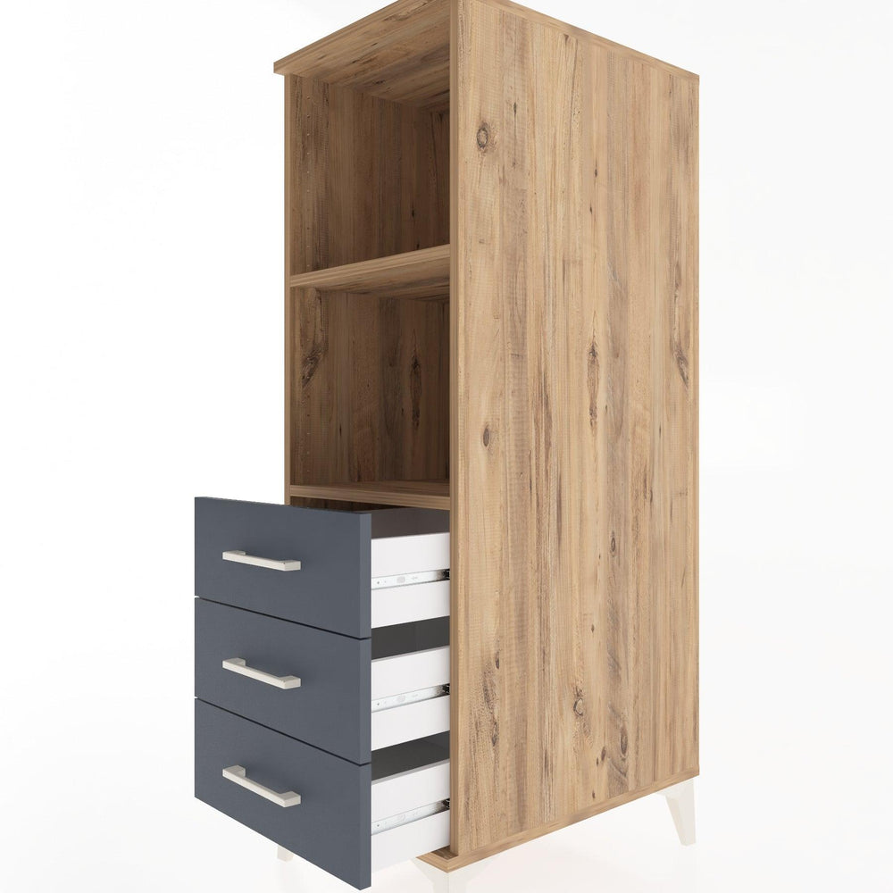 Woodntry Modüler Dolap Çam 44x30x122 cm Çekmeceli ve Raflı CR116-3