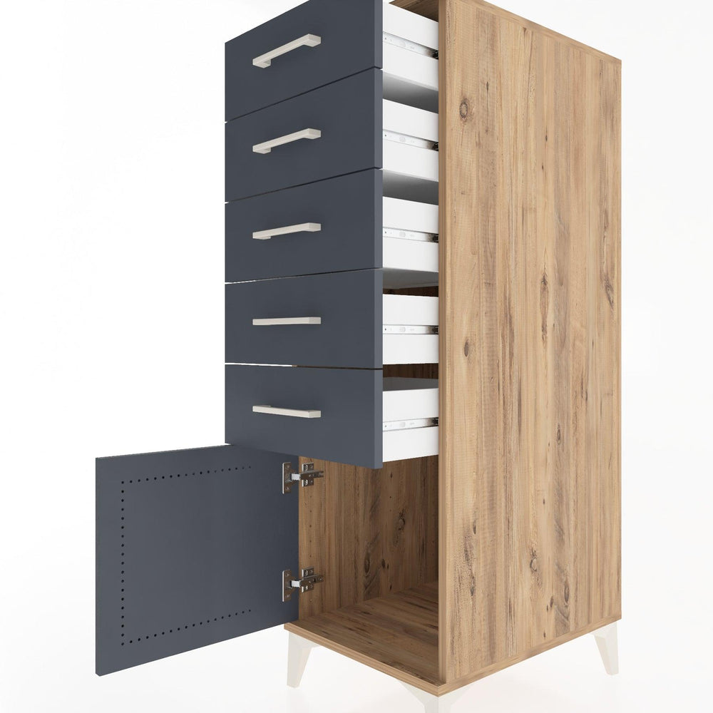 Woodntry Modular Cabinet Pine 44x30x122 cm with Doors and Drawers KC66-3
