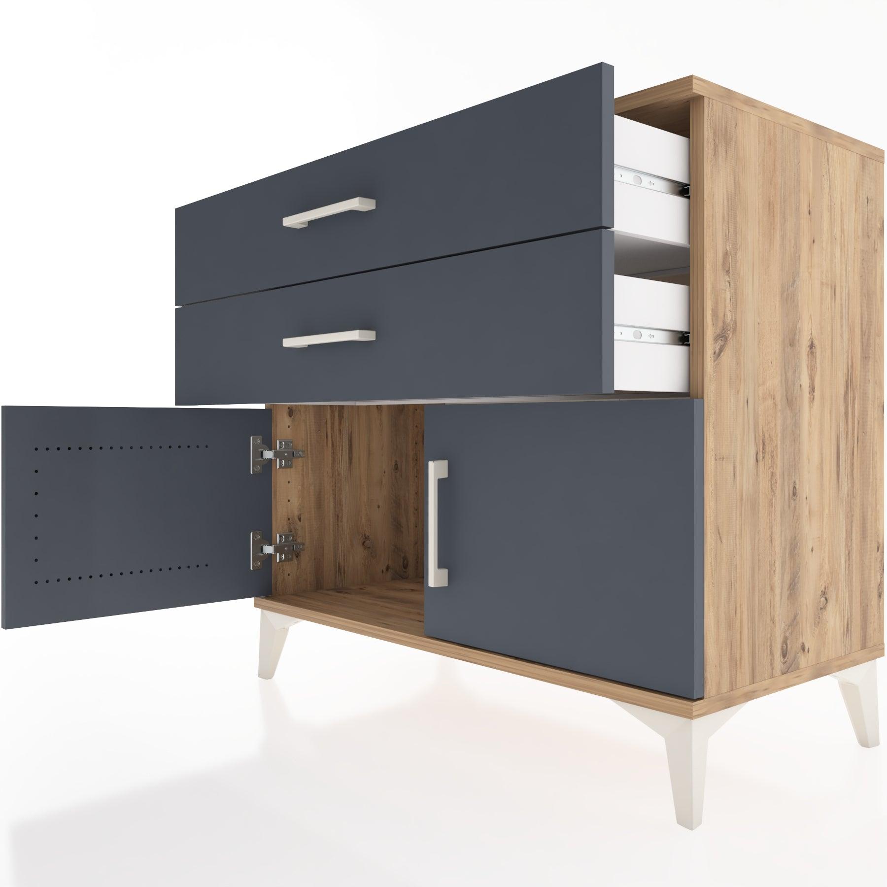 Woodntry Modüler Şifonyer Çam 88x44x68 cm Kapaklı ve Çekmeceli KC16-3