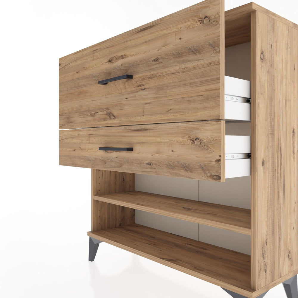 Woodntry Modular Dresser Pine 88x30x84 cm with Drawers and Shelves CR16-3