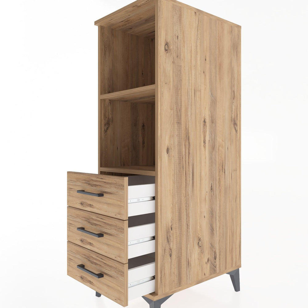 Woodntry Modüler Dolap Çam 44x59x122 cm Çekmeceli ve Raflı CR116-3