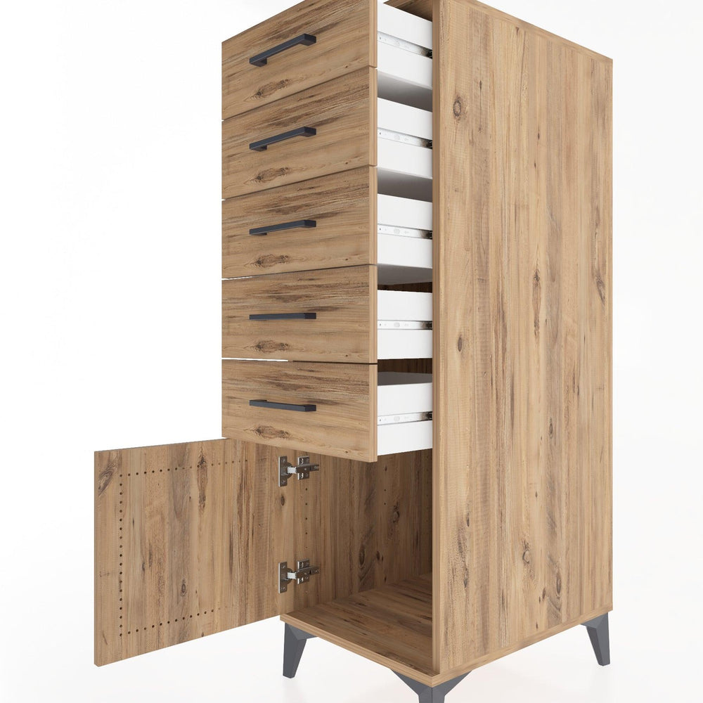 Woodntry Modular Cabinet Pine 44x30x122 cm with Doors and Drawers KC66-3